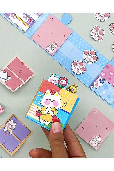 Kağıt Gemi Dükkan Post-it Blue Capped Cats