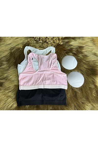SATTENS Sutien sport pentru creșterea bustului - Set de 3 jumătate de maioar cu tampoane