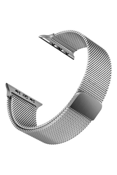 TEKNOLOJİ WORLD Watch Seri 2 3 4 5 6 Uyumlu 38mm/40mm Milano Hasır Metal Gümüş Kordon Çelik Kayış