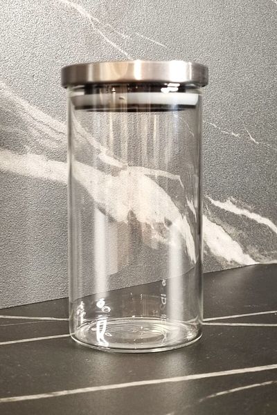 color house 300ml Vacuum Borosilicate Round Jar - 4 Pieces, Steel Lid and Spice Jar