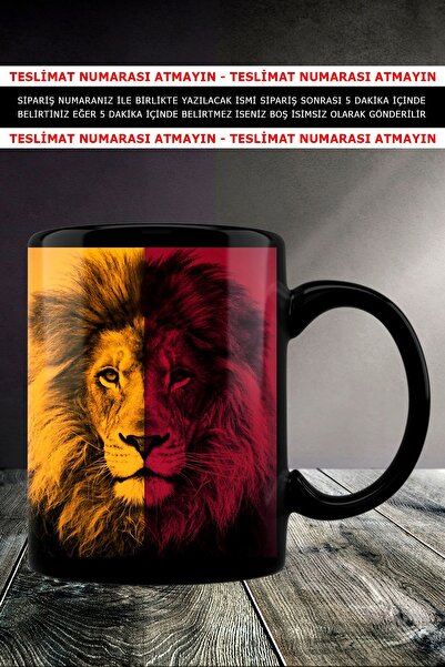 yhfoto Aslan Kupa - Içi Ve Kulpu Siyah Porselen - Seramik Kupa Bardak Mug Cup