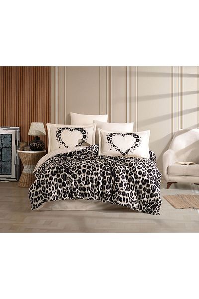 Hobby Amore Gray Cotton Satin Double Duvet Cover Set - Hobby