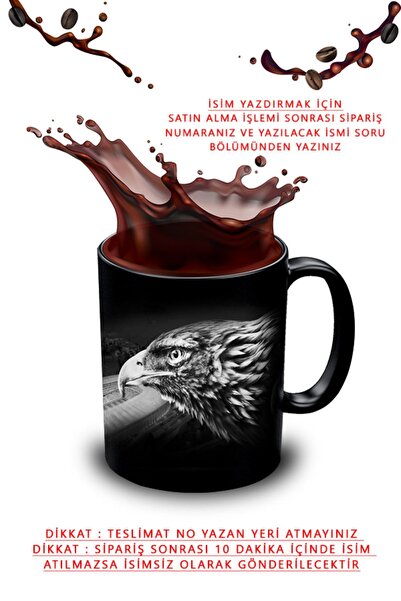 yhfoto Black Mug with Eagle Design - Eagle Mug - Black Mug