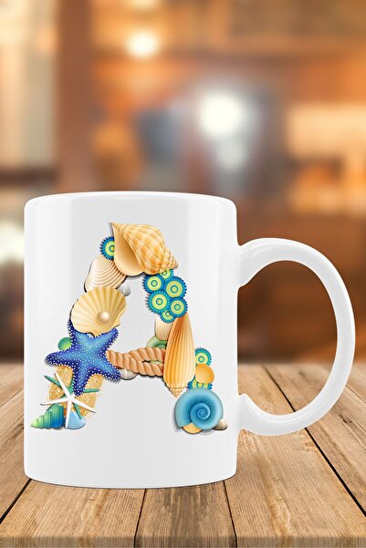 yhfoto كوب حرف A - كوب أبيض مطبوع * طباعة ثنائية الاتجاه - Bk292