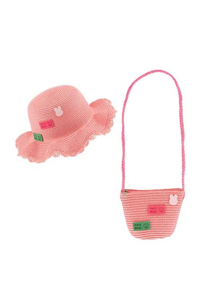 MİNİKO KİDS Сламена шапка за момиче - KITTI 24715-01, 52 см, с чантичка