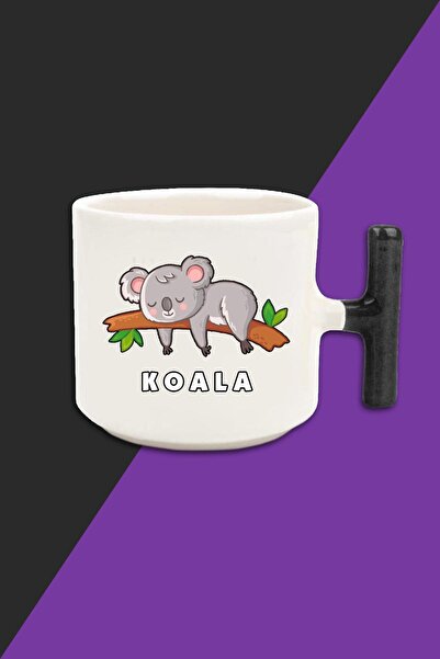 yhfoto كوب لاتيه بلون كريمي من كوالا - مقبض أسود