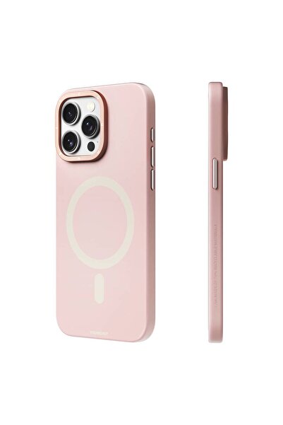 Youngkit iPhone 15 Pro Uyumlu Kılıf Magsafe Şarj Özellikli Youngkit Velvet Magnet Serisi Kapak Pembe