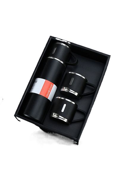 Egonex 500ml Stainless Steel Thermos Set with 3 Cups - Gift Packed