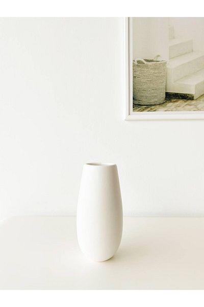 TROVE White Small Ceramic Roll Vase