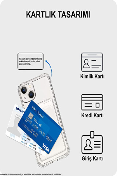 CaseArt İnfinix Note 30 Kapak Kamera Korumalı Kartlıklı Darbe Emici Özellikli Şeffaf Silikon Kılıf