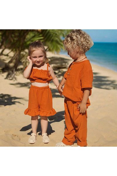 BEBEĞİME ÇORAP Organic Muslin Trousers - T-shirt double set