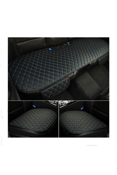 Galaxy Комплект черни и сини кожени калъфи за седалки Audi A80 - съвместими п...