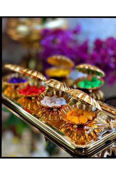 Han metal Gold Coated 6-Piece Turkish Delight Bowl Macaron Bowl Coffee Side Presentation Bowl