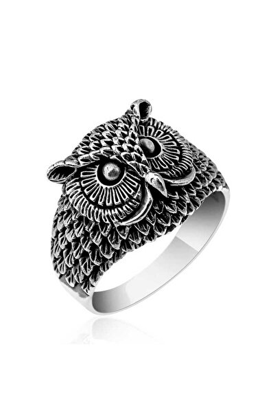 ebuz Ni̇dam Buti̇k Silver Owl Men's Ring