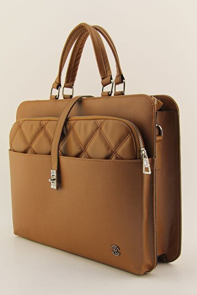 HNB حقيبة كمبيوتر محمول مبطنة باللون البني مقاس 15 و15.6 بوصة للجنسين