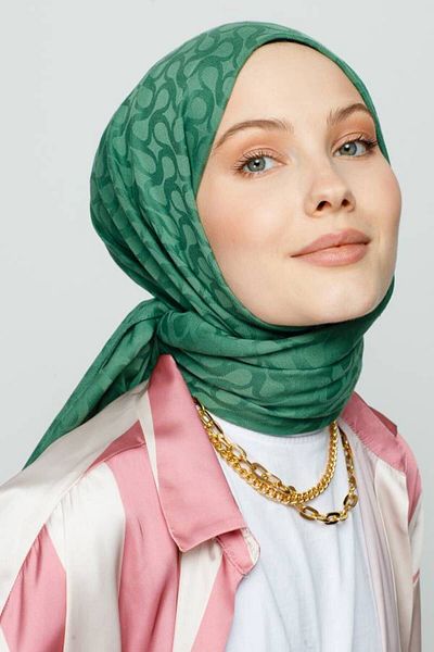 VALORSCARF Valor Bloom Pattern Silk Jacquard Shawl Tea Tree