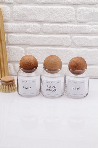 zezedesing Βάζο βαμβακιού & βαμβακιού & νήματος 300 ML με 3 μπαλάκια καπάκια