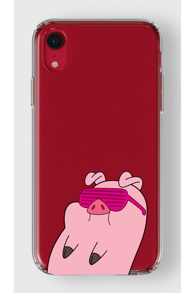 moonset Iphone XR Uyumlu Sevimli Domuz Tasarımlı Baskılı Şeffaf Telefon Kılıfı