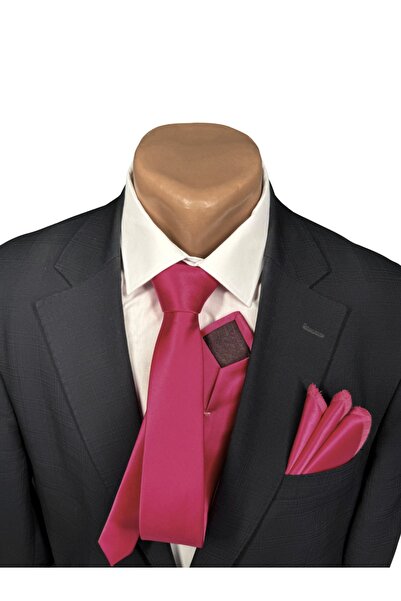 HARES Pomegranate Flower Patterned Satin Tie and Handkerchief - Limited Edition