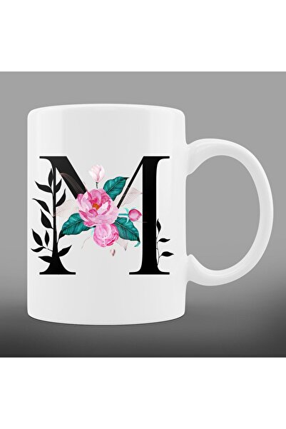 yhfoto كوب حرف M - كوب أبيض * طباعة ثنائية الاتجاه - Bk292