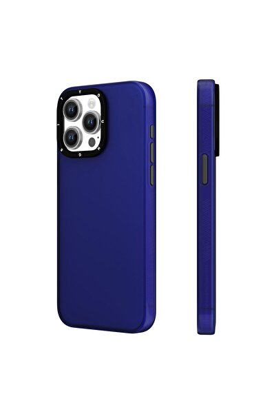 Youngkit iPhone 15 Pro Max Uyumlu Kılıf Buzlu Mat Tasarım Youngkit Hidden Sand Serisi Kapak Mavi