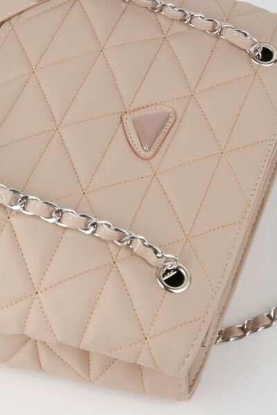 Çanta Park Matlasat din nurcă satinată - Geantă de mână și de umăr cu curea de lanț cu fermoar cu 3 compartimente