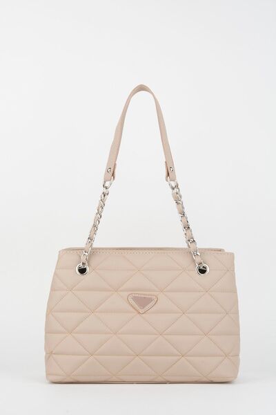 Çanta Park Matlasat din nurcă satinată - Geantă de mână și de umăr cu curea de lanț cu fermoar cu 3 compartimente