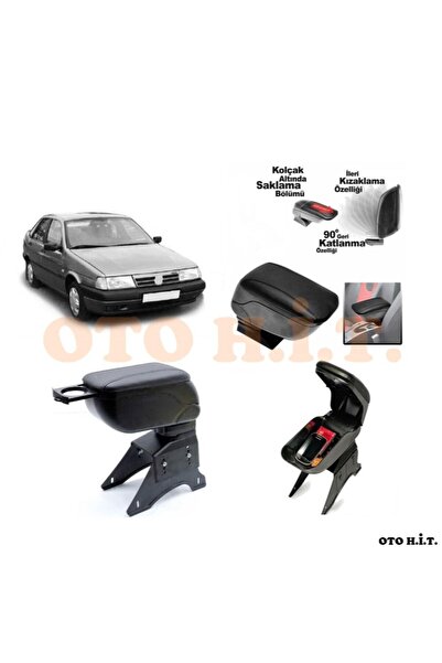 OTO H.İ.T. Fiat Tempra Uyumlu Kol Dayama Ve Kolçak Sürgülü Bardaklıklı Ayarlanabilir Siyah Deri
