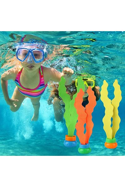 LRS STORE 3-Piece Colorful Underwater Game - Diving Tutorial, Pool and Seaweed