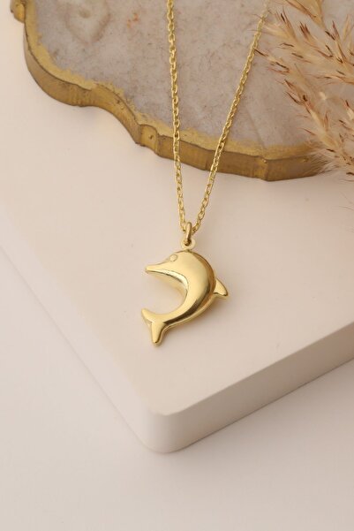 Nox Jewelry 925 Ayar Gümüş Yunus Balığı Kolye Gold