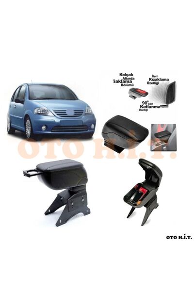 OTO H.İ.T. Citroen C3 03-09 Uyumlu Kol Dayama Ve Kolçak Sürgülü Bardaklıklı A...