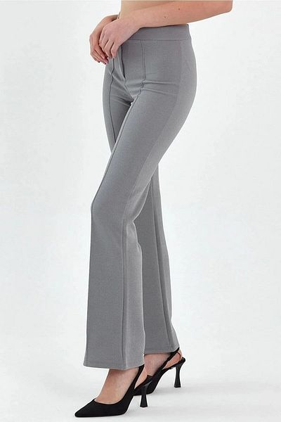 Le Savu SHILSEE WOMEN'S GRAY HIGH WAIST Gathering LYCRAL PALAZZO PANT