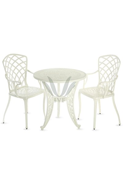 Ceritti Ferforje Görünümlü Masa Ve Sandalye, Dış Mekanda Kullanılabilir 2 Kiş...