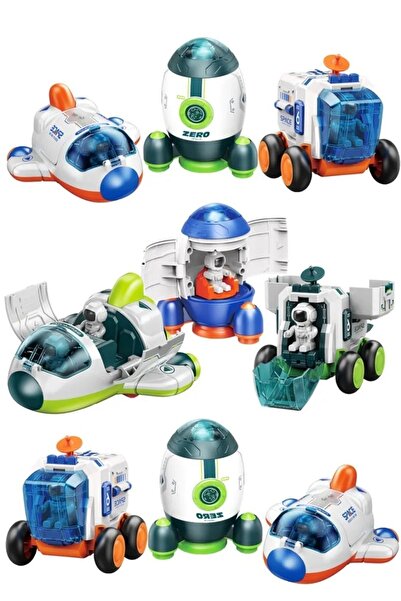 OYUNCAKSAHİLİ Uzay Mekiği Ay Aracı Uydu Astronot Kırılmaz Figür 8li Bilim Füze Roket Seti Hareketli Açılır Kapak