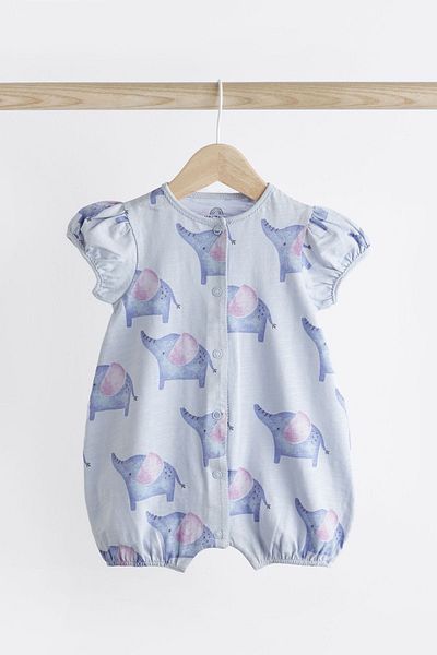 Next Baby Cotton Cat Patterned 3 Piece Romper Set