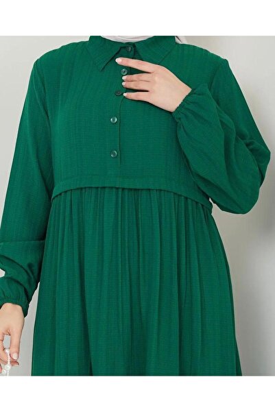 YILMAZBARMAZ Γυναικείο φόρεμα γιακά πουκάμισου από ύφασμα βισκόζης
