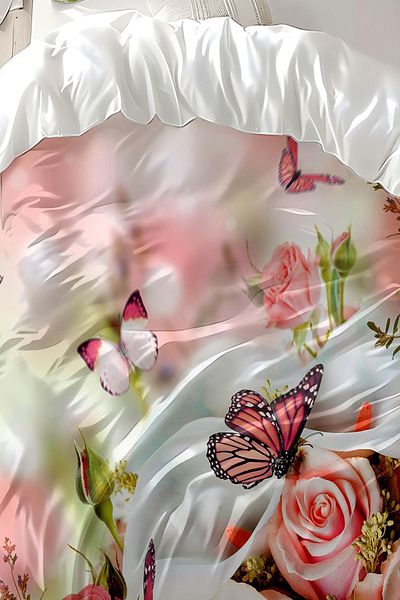 Else Dekor Σετ Παπλωματοθήκη Peöbe Διπλό - Floral Roses με μοτίβο εμπριμέ, βαμβακερό σατέν