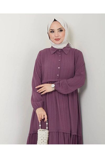 YILMAZBARMAZ Viscose Fabric Shirt Collar Women's Dress
