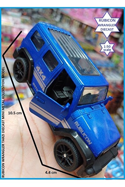 OYUNCAKSAHİLİ Rubicon Wrangler Jeep Tarzı Metal Araba 10.5cm Kapı Açılır Çekb...
