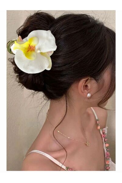 Diloshtrend Design Kadın Orkide Çiçeği Aloha Mandal Toka (10cm)