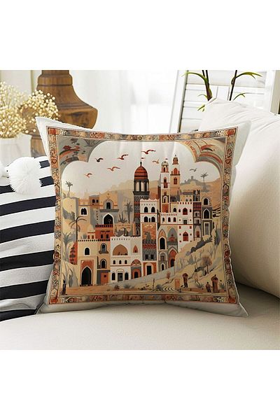 Else Dekor Husă de pernă cu model City Vintage - Set de 4 cadou