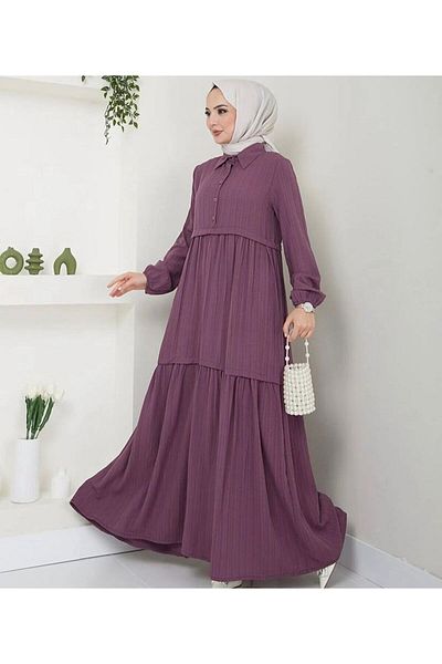 YILMAZBARMAZ Viscose Fabric Shirt Collar Women's Dress