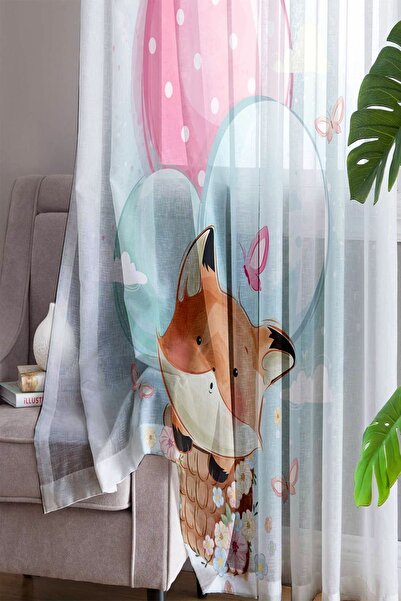 Else Dekor Однокрилий повітряна куля з малюнком лисиці дитяча кімната тюлеві штори