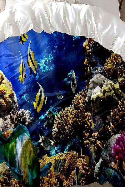 Else Dekor Σετ Παπλωματοθήκη με σχέδιο Tropical Fishes - Βαμβακοσατινέ, Διπλό
