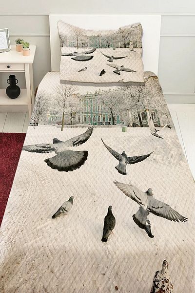 Else Dekor Flying Birds με μοτίβο - Σετ Πικέ Διακοσμητικό Μονό Κρεβάτι