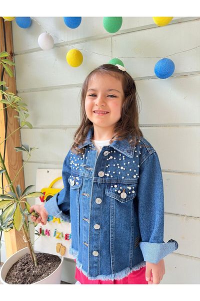 VOSVOSBABYSTORE Дънково яке с перлен дизайн