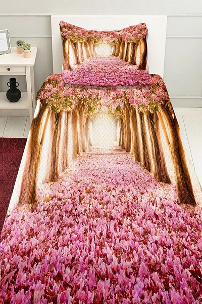 Else Dekor Pink Tree Pattern - Διακοσμητικό Σετ Κρεβατιού και Πικέ με Μαξιλάρια, Μονό