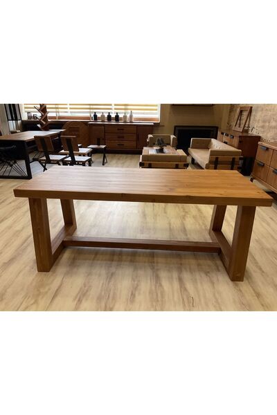 NTCollection Ntconcept Farmhouse Doğal Ahşap Masif Yemek Masası (80X200CM)