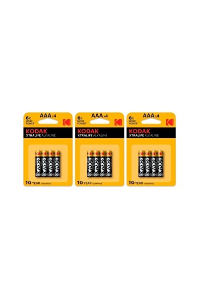 Kodak Xtralife Alkalin 3x4 12 Adet Alkalin Ince Pil Siyah (mn2400)