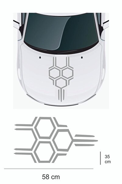 EYBA STİCKER Sticker 58x35 cm - Yeni Trend - Bal Peteği Kaput Oto Sticker - A...